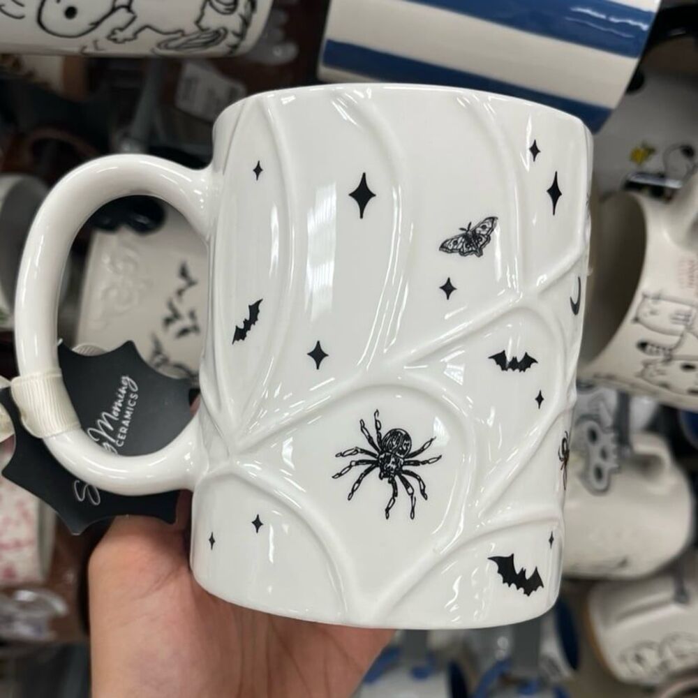 Sunday Morning Ceramics Halloween Creepy Crawlies Spider Web Coffee Mug